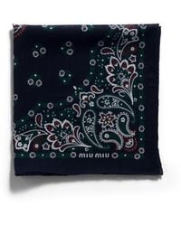 Miu Miu - Printed Wool And Cashmere Scarf - Lyst