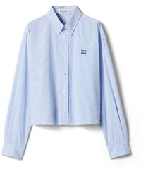 Miu Miu - Micro Pinstripe Poplin Shirt - Lyst