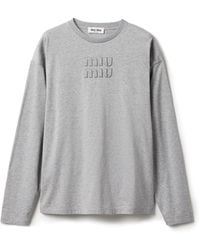 Miu Miu - Oversized Cotton Logo T-Shirt - Lyst
