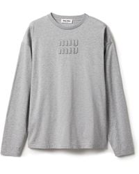 Miu Miu - Oversized Cotton Logo T-Shirt - Lyst