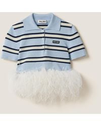 Miu Miu - Silk And Cotton Knit Polo Shirt - Lyst