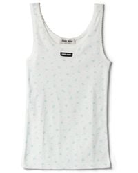 Miu Miu - Ribbed Jersey Tank Top - Lyst