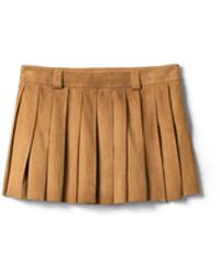 Miu Miu - Pleated Waxed Suede Mini-Skirt - Lyst