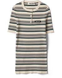 Miu Miu - Cotton Knit Henley Shirt - Lyst