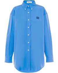 Miu Miu - Oversized Cotton Poplin Shirt - Lyst