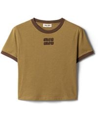 Miu Miu - Cotton Jersey T-Shirt - Lyst