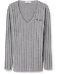 Miu Miu - Wool And Cashmere V-Neck Sweater - Lyst