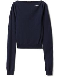 Miu Miu - Fleece Wool Logo Sweater - Lyst