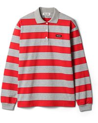 Miu Miu - Striped Jersey Polo Shirt - Lyst