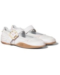 Miu Miu - Gymnasium Leather Ballerinas With Strap And Buckle - Lyst
