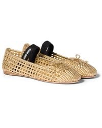 Miu Miu - Woven Mordoré Nappa Leather Ballerinas - Lyst