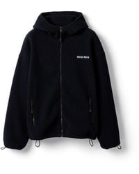 Miu Miu - Cotton Fleece Zipper Hoodie - Lyst
