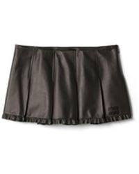 Miu Miu - Pleated Nappa Leather Skirt - Lyst