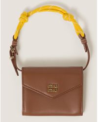 Miu Miu - Leather Wallet With Leather And Cord Shoulder Strap - Lyst