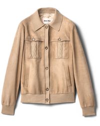 Miu Miu - Waxed Suede Blouson Jacket - Lyst