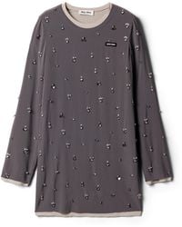 Miu Miu - Embroidered Stretch Georgette Dress - Lyst