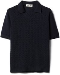 Miu Miu - Lace-Effect Cashmere Polo Shirt - Lyst
