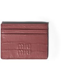 Miu Miu - Crocodile Embossed Calfskin Card Holder - Lyst