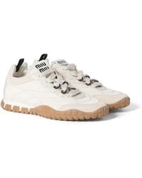 Miu Miu - Tyre Technical Fabric And Suede Sneakers - Lyst