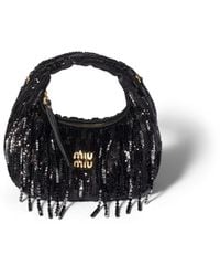 Miu Miu - Wander Satin Mini-Bag With Crystal And Sequin Fringe - Lyst