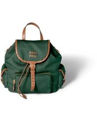 Miu Miu - Canvas And Leather Backpack - Lyst