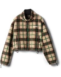 Miu Miu - Checked Teddy Jacket With Zipper - Lyst