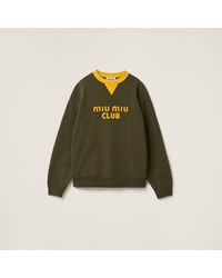 Miu Miu - Cotton Fleece Sweatshirt With Embroidered Logo - Lyst