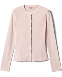 Miu Miu - Pointelle Cotton Cardigan - Lyst