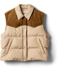 Miu Miu - Technical Pongé And Leather Down Vest - Lyst