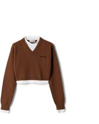 Miu Miu - Cropped Cashmere V-Neck Sweater - Lyst