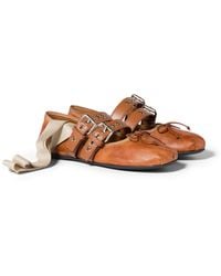 Miu Miu - Nappa And Calf Leather Ballerinas - Lyst