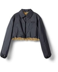 Miu Miu - Technical Fabric And Shearling Blouson Jacket - Lyst