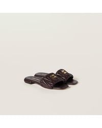 Miu Miu - Matelassé Nappa Leather Slides - Lyst