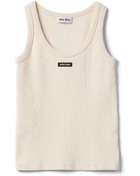Miu Miu - Garment-Dyed Ribbed Knit Jersey Top - Lyst