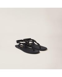 Miu Miu - Riviere Cord And Leather Sandals - Lyst