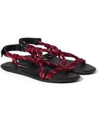 Miu Miu - Riviere Cord And Leather Sandals - Lyst