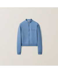 Miu Miu Technical Yarn Zipper Cardigan in Brown | Lyst UK
