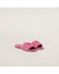 Miu Miu - Matelassé Nappa Leather Slides - Lyst