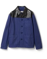 Miu Miu - Single-Breasted Garment-Dyed Gabardine And Leather Jacket - Lyst