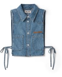 Miu Miu - Cropped Chambray Tie Shirt - Lyst