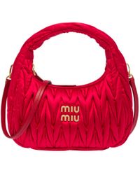 Miu Miu - Miu Wander Matelassé Satin Mini Hobo Bag - Lyst