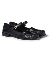 Miu Miu - Leather Loafers With Strap - Lyst