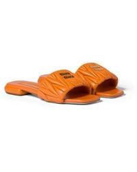 Miu Miu - Matelassé Nappa Leather Slides - Lyst