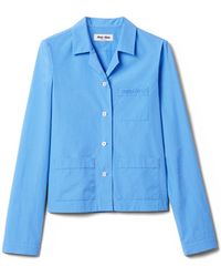 Miu Miu - Logo-Embroidered Cotton-Poplin Shirt - Lyst