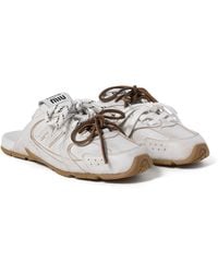 Miu Miu - New Balance X 530 Sl Deco Calf Leather Mules - Lyst