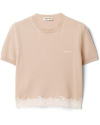 Miu Miu - Cashmere And Lace Jersey - Lyst