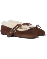 Miu Miu - Suede And Shearling Ballerinas - Lyst