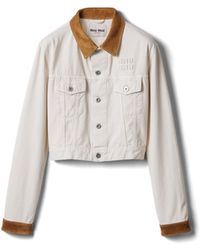 Miu Miu - Denim And Leather Blouson Jacket - Lyst
