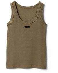 Miu Miu - Garment-Dyed Ribbed Knit Jersey Top - Lyst