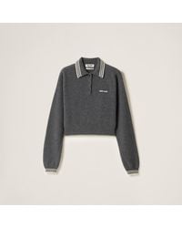 Miu Miu - Wool And Cashmere Polo Sweater - Lyst